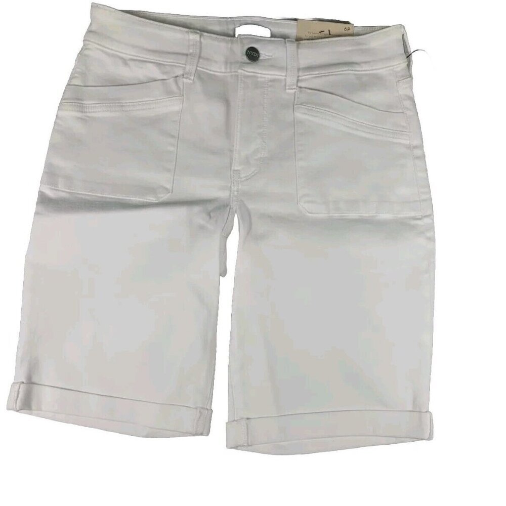 Nydj Womens size 6 P Petite Shorts optic white bermuda cuffed Stretch NWT -15